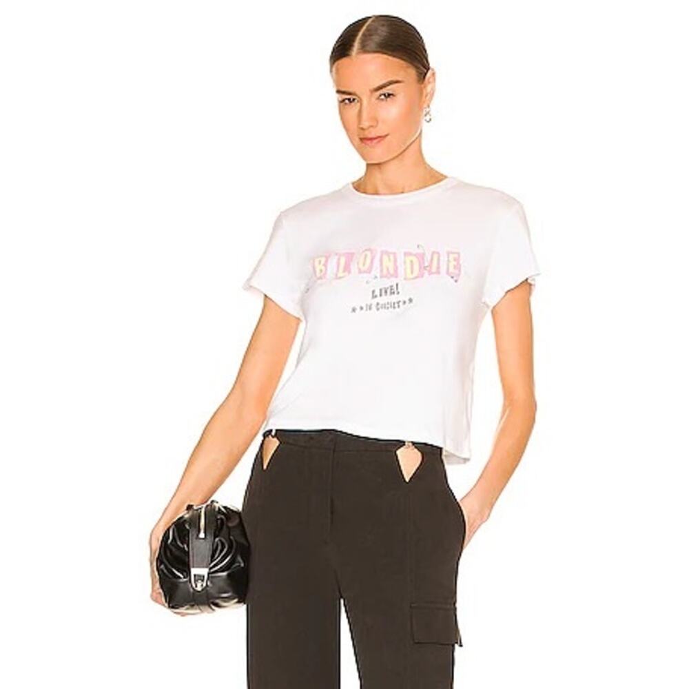 Revolve Daydreamer 100% Cotton White Blondie Live Concert Cropped Tee Size Small